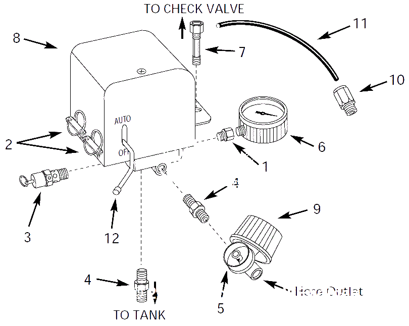 Pressure-Switch Parts Diagram and Parts List for CW301000AJ  Campbell Hausfeld Compressor